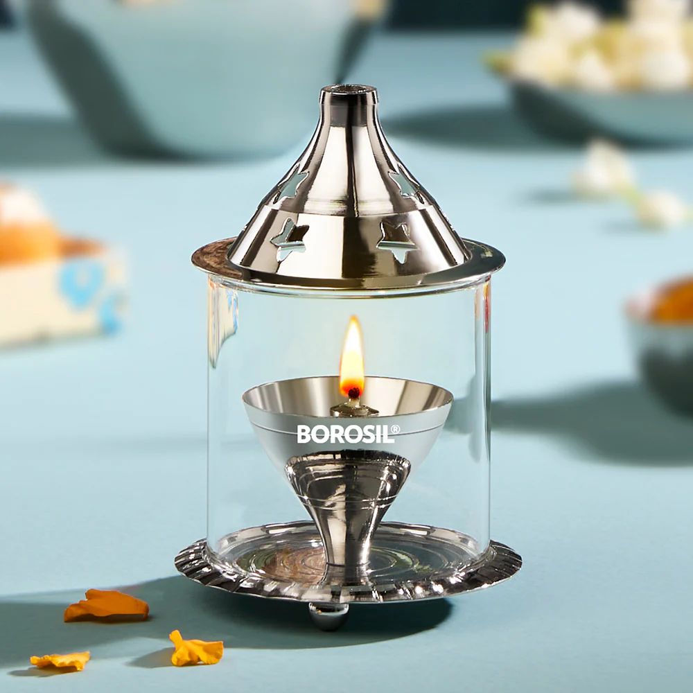 Borosil Akhand Diya, Nickel, Small