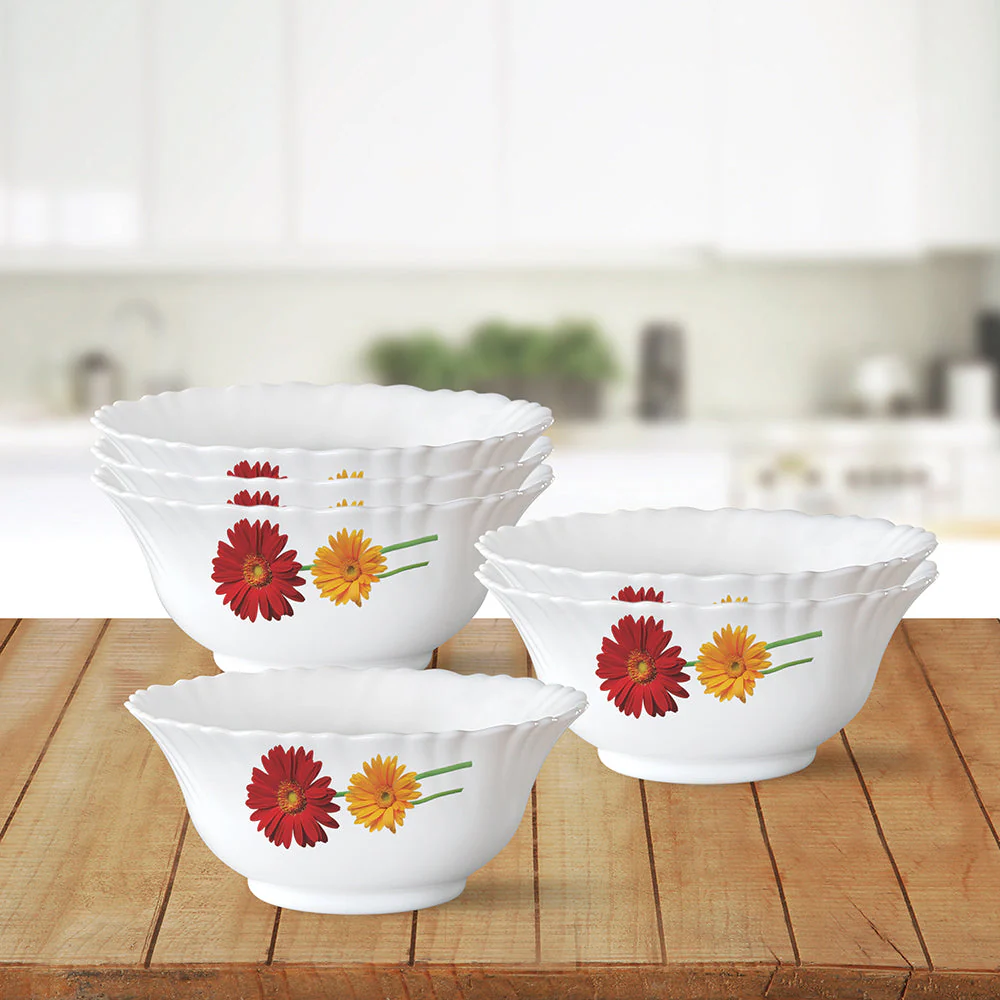 Larah by Borosil Zinnia Veg Bowl Set, 6 pc