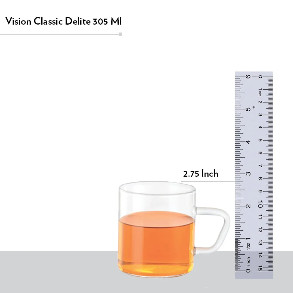 Borosil Vision Classic Delite Mug Set, 305ml x 4