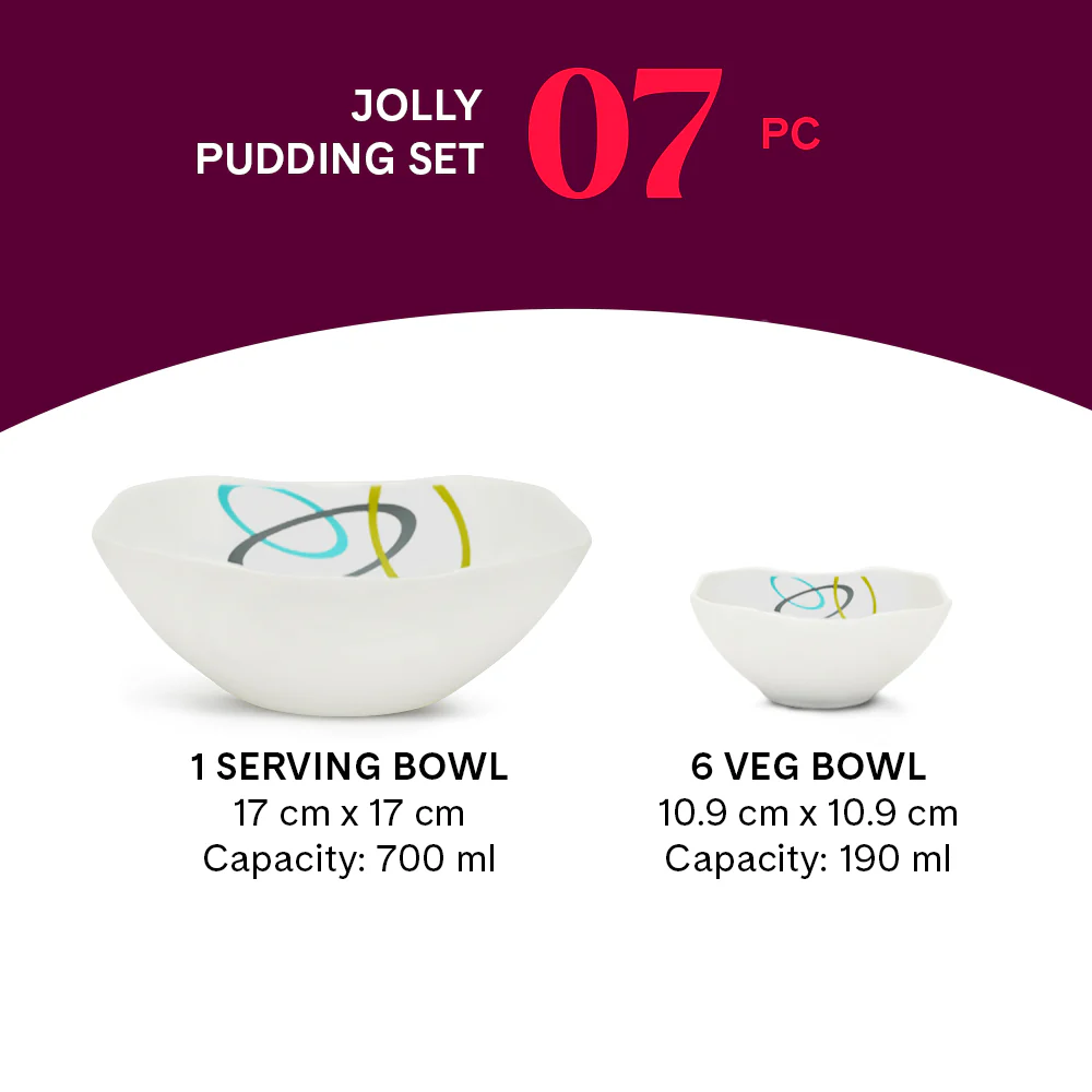 Larah by Borosil Jolly Pudding Set, 7 pc (Square)