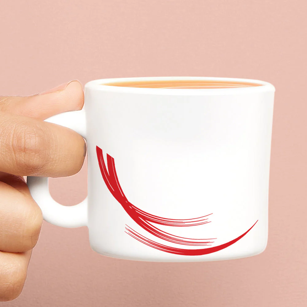 Larah by Borosil Red Stella Mug Set, 240ml x 2