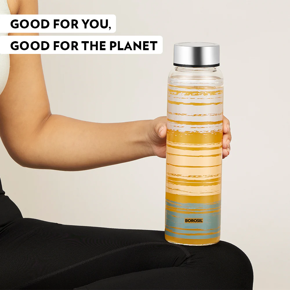 Crysto Wide Mouth Glance Glass Bottle, Silver Lid 1 L