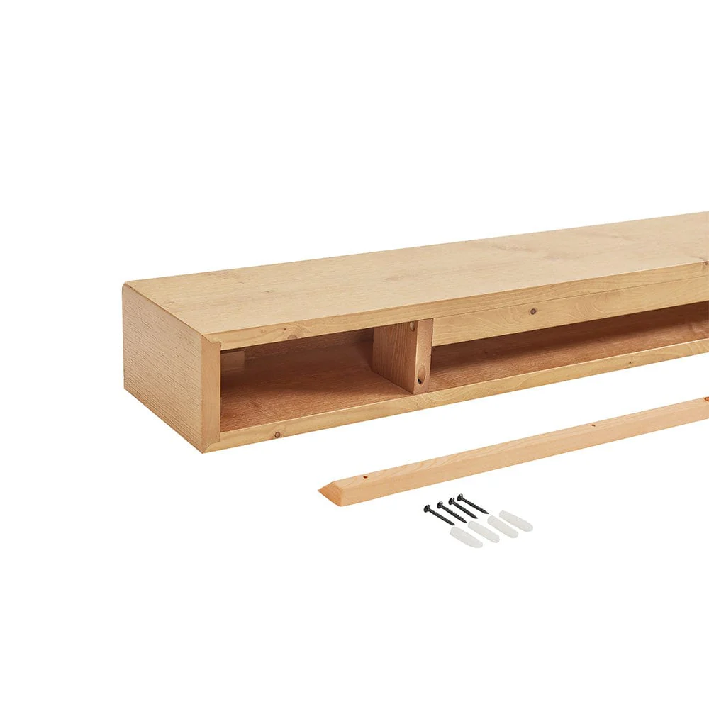 Encase Floating Natural Electric Fireplace Wood Mantel