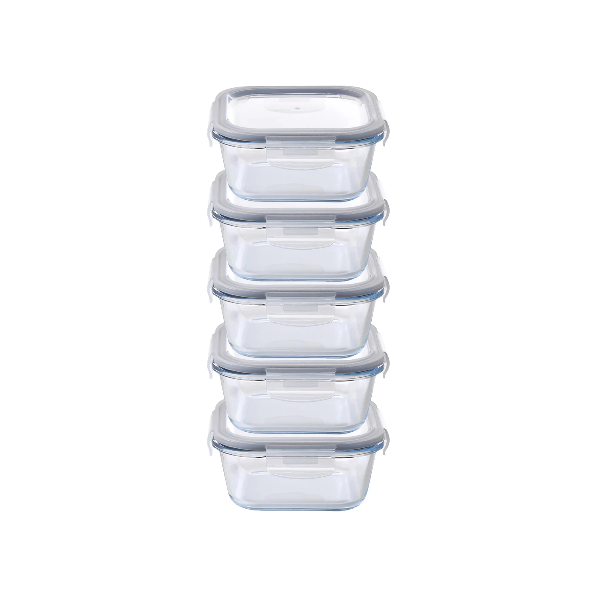 Aqua 5 Piece 520ml Glass Food Storage Container Set Clear