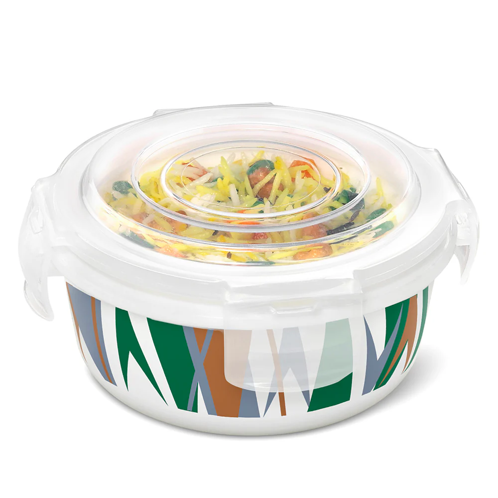 Larah Opalware, Geo Green Klip N Store Round Container