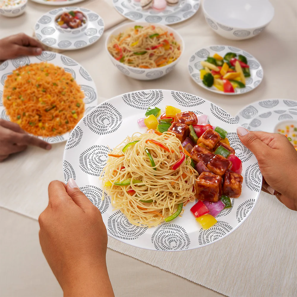 Larah by Borosil Moonbeam Dinner Set, 33 pc