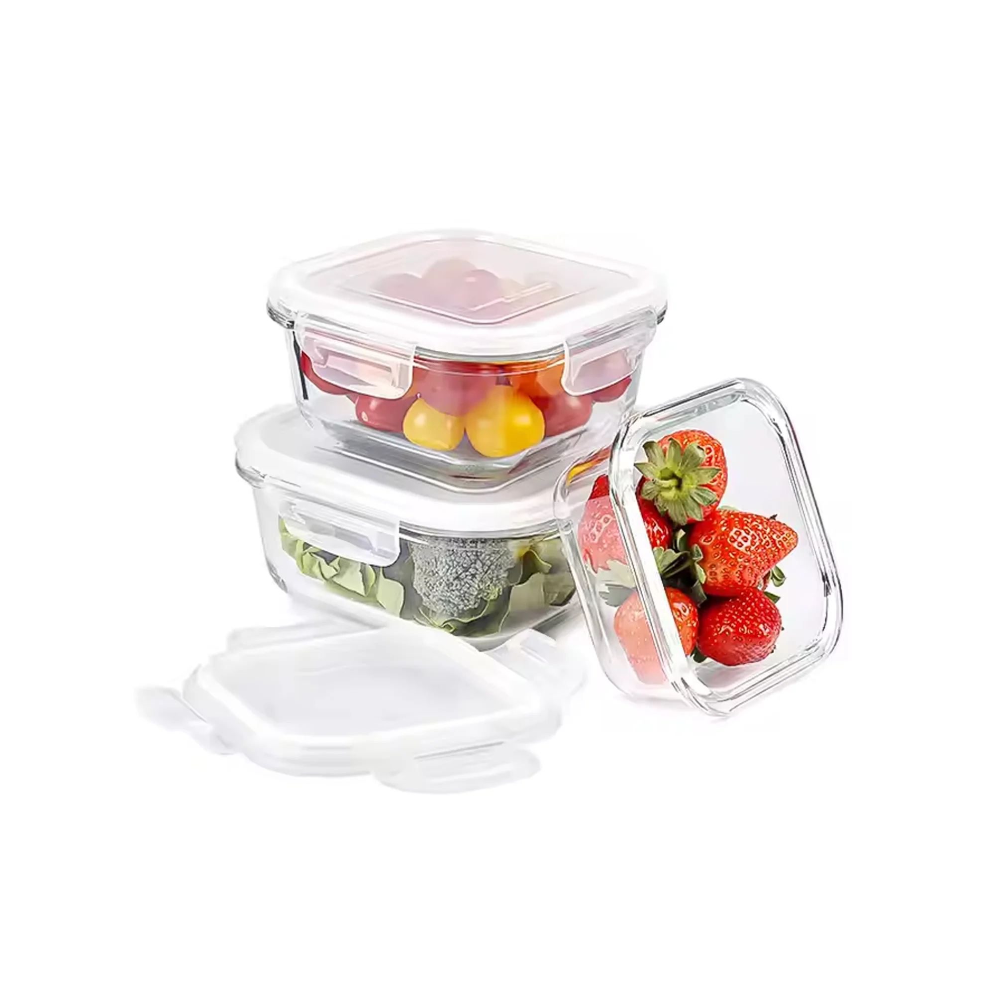 Aqua 3 Piece Square Storage Container Set Clear