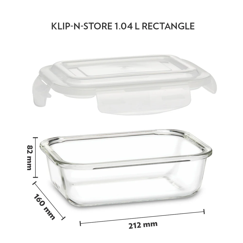 Borosil Tuff-Glass Klip n Store, Rectangular Container