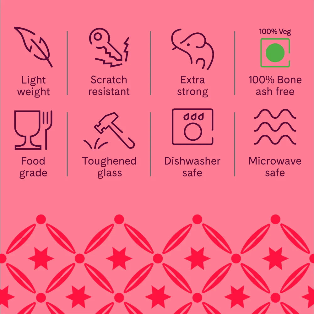 Larah by Borosil Red Carnation Dinner Set, 12 pc