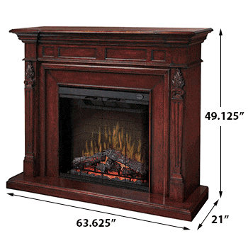 Torchiere Burnished Walnut Electric Fireplace Mantel Package