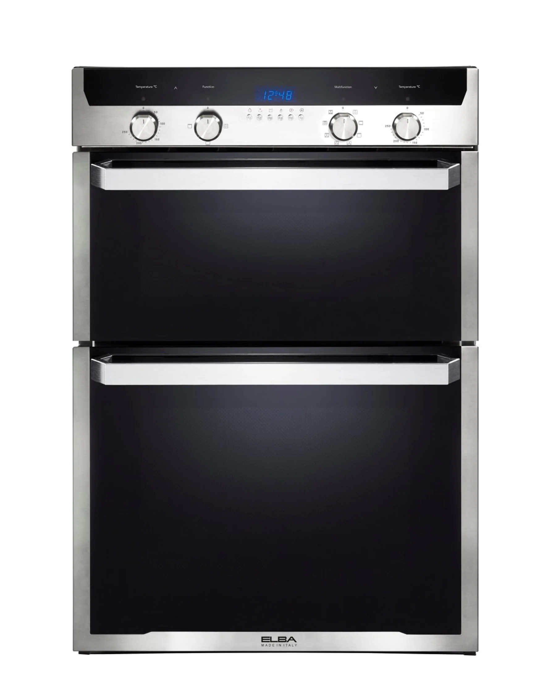 Elba Elio 60cm Multifunction Electric Double Oven - Silver & Black