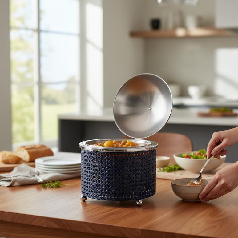 2.5Lt Chafing Dish with Mesh Design Black & Stainless Steel