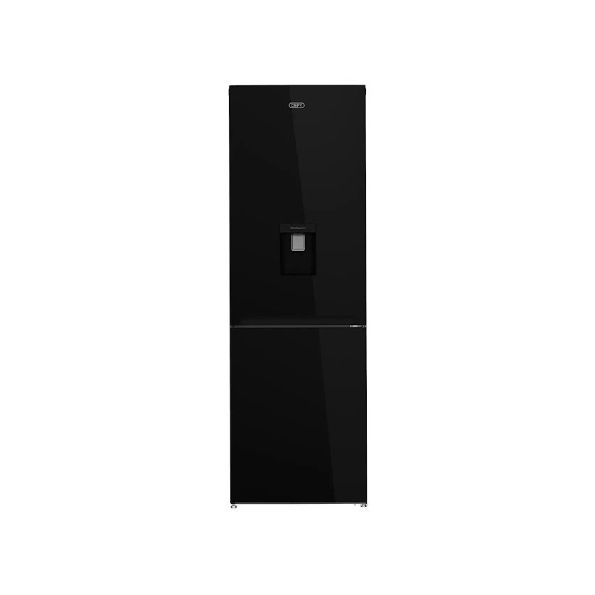 Defy 348L Black Glass Fridge with Slimline Water Dispenser Black