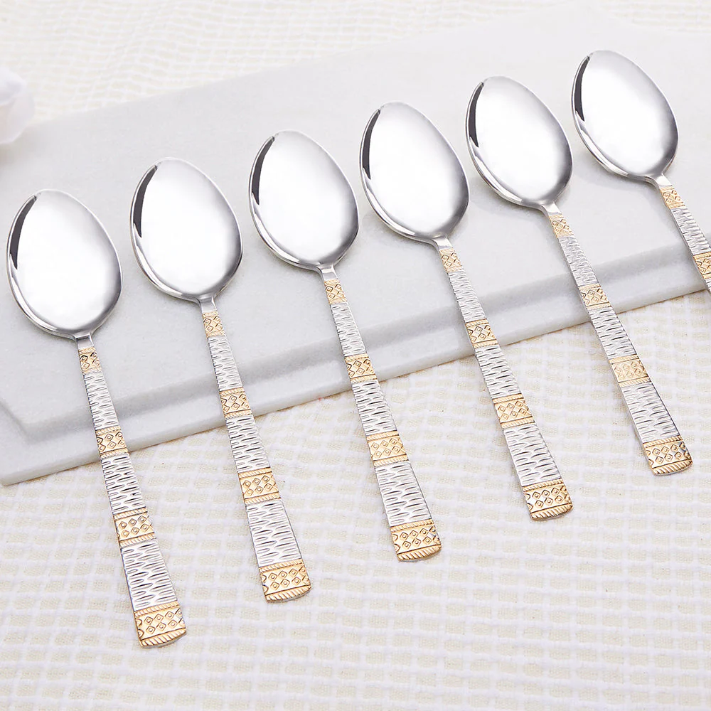 Borosil Gold Dinner Spoon, Set of 6-18.3 cm