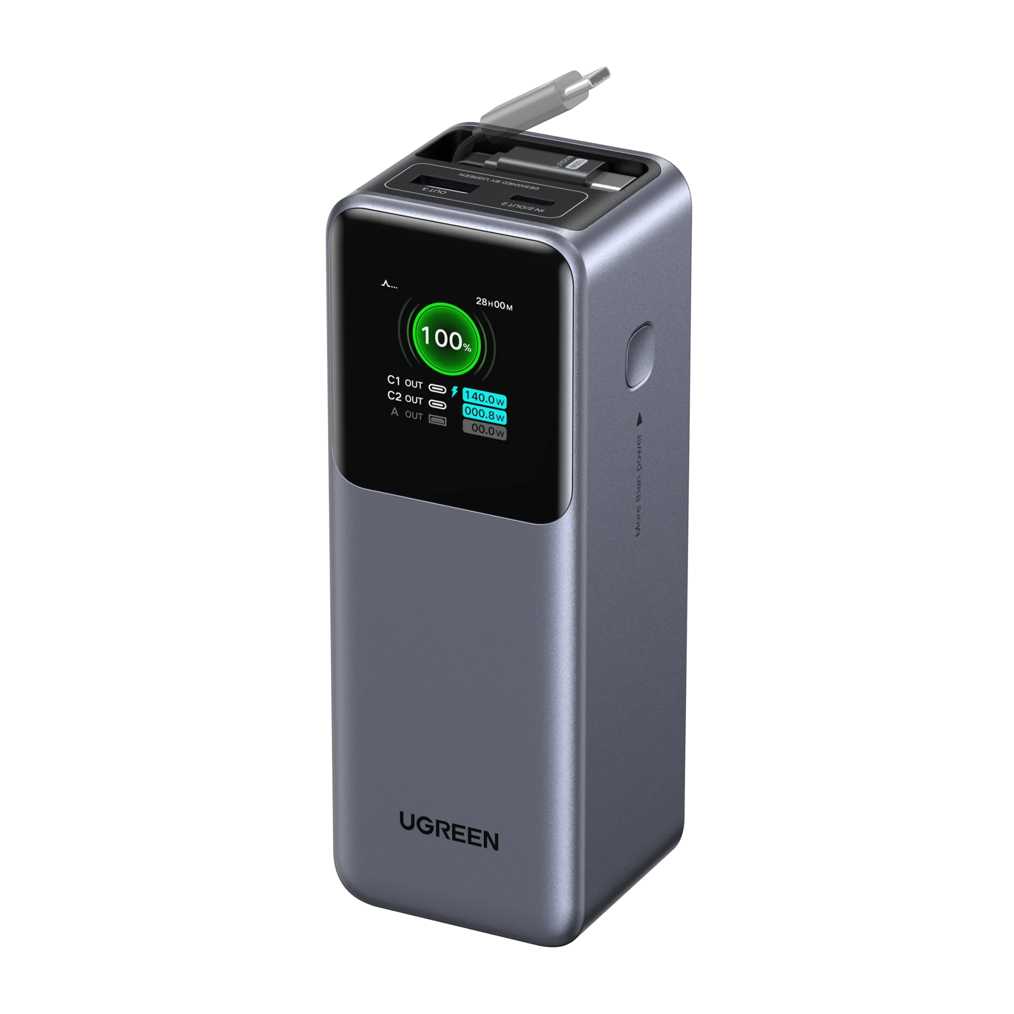 UGREEN Nexode Power Bank 20000mAh 165W with Retractable USB-C Cable