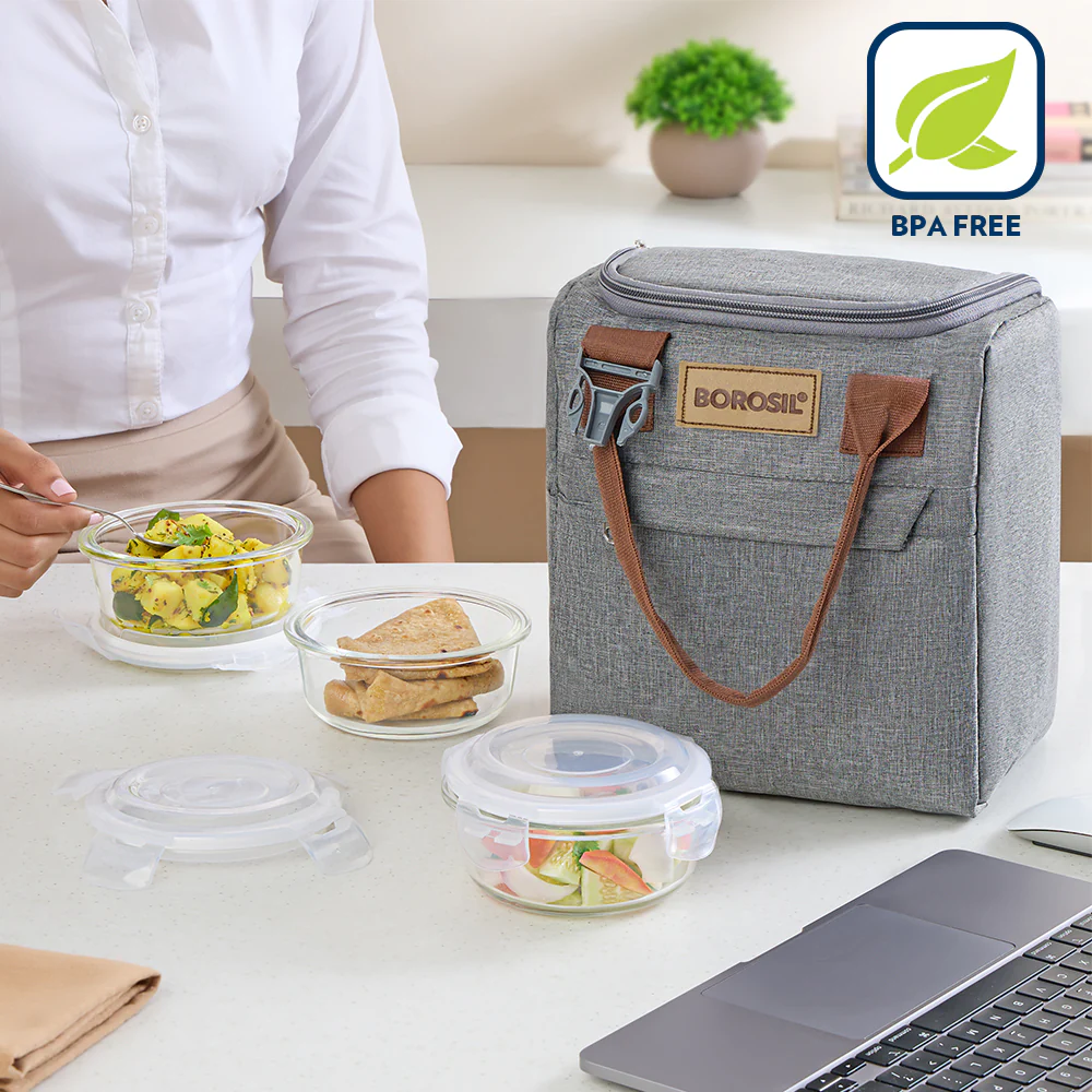 Borosil Pro Lunch Box Set, 400ml x 3 (+) 550ml x 1