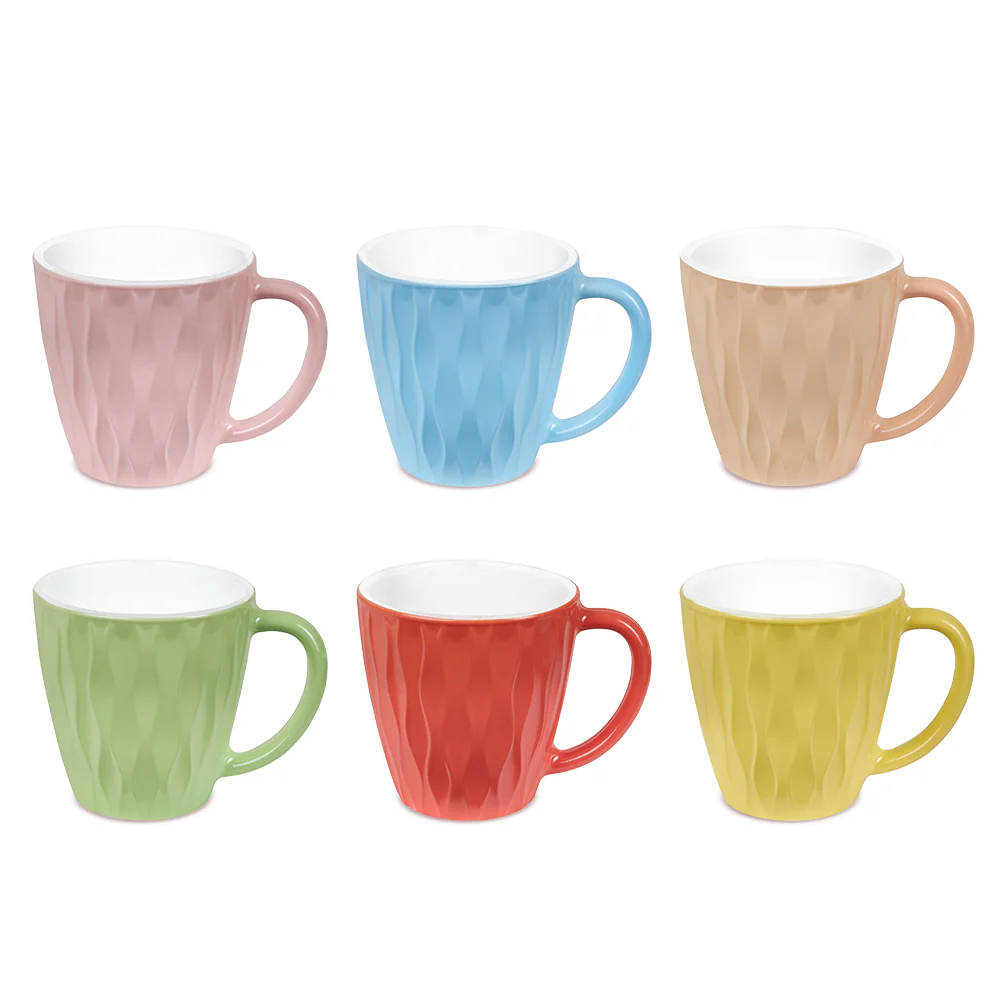 Larah By Borosil Curl Cup Set, Assorted Colours, 200ml x 6