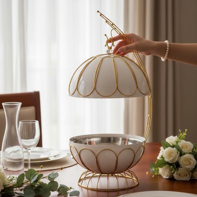 8Lt Chafing Dish White & Gold