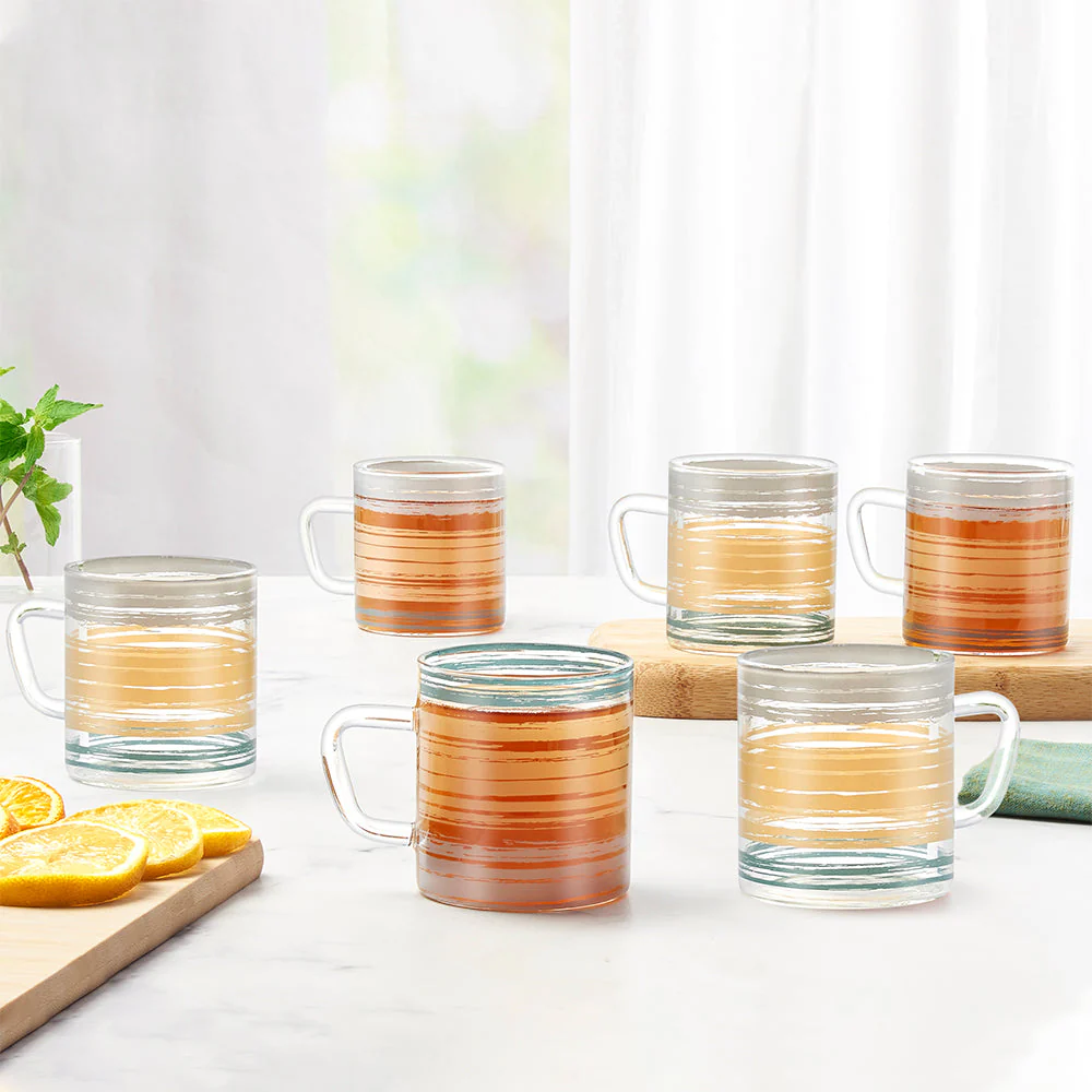 Glance Glass Mug, Set of 6, 190ml