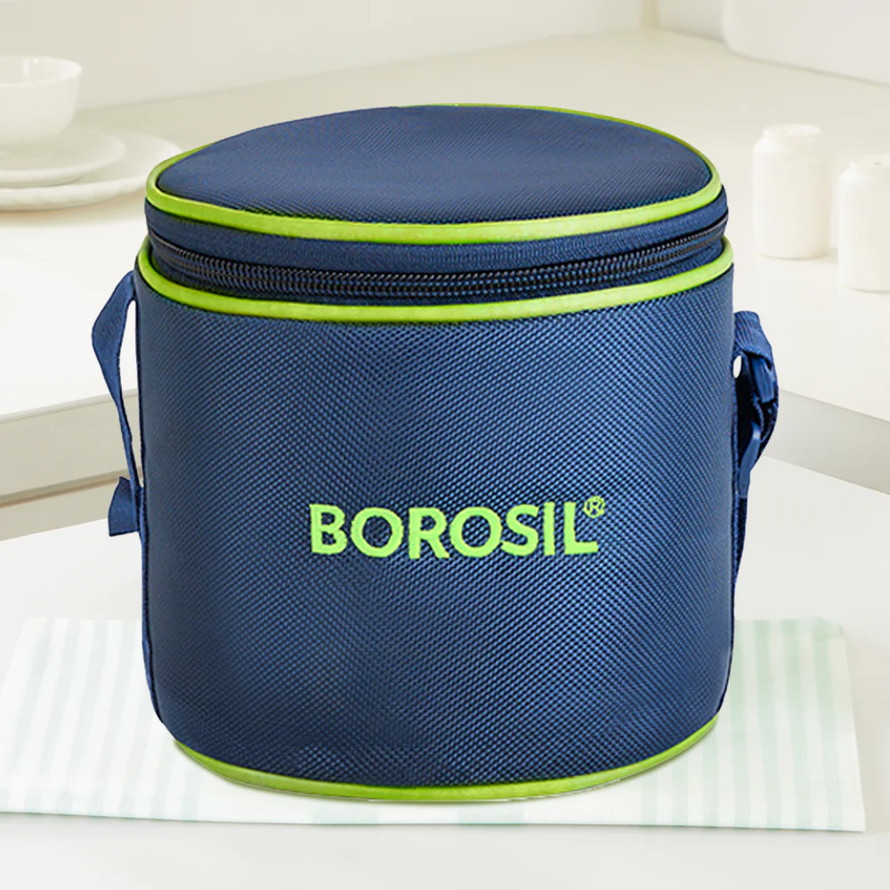 Borosil Blue Tall Lunch Bag, Round, For Set of 2, (400ml) (Only Bag)