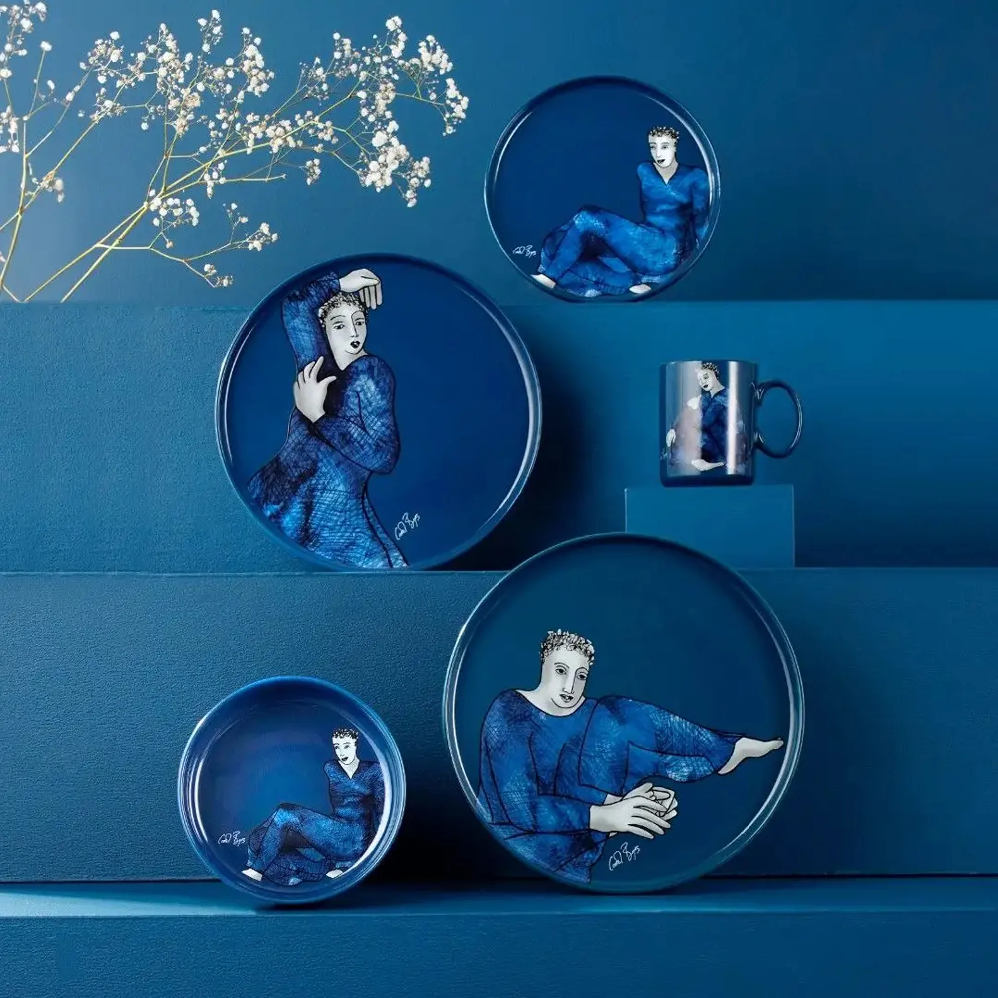 Carrol Boyes 4 Piece Indigo Blues Dinner Plate Set Blue