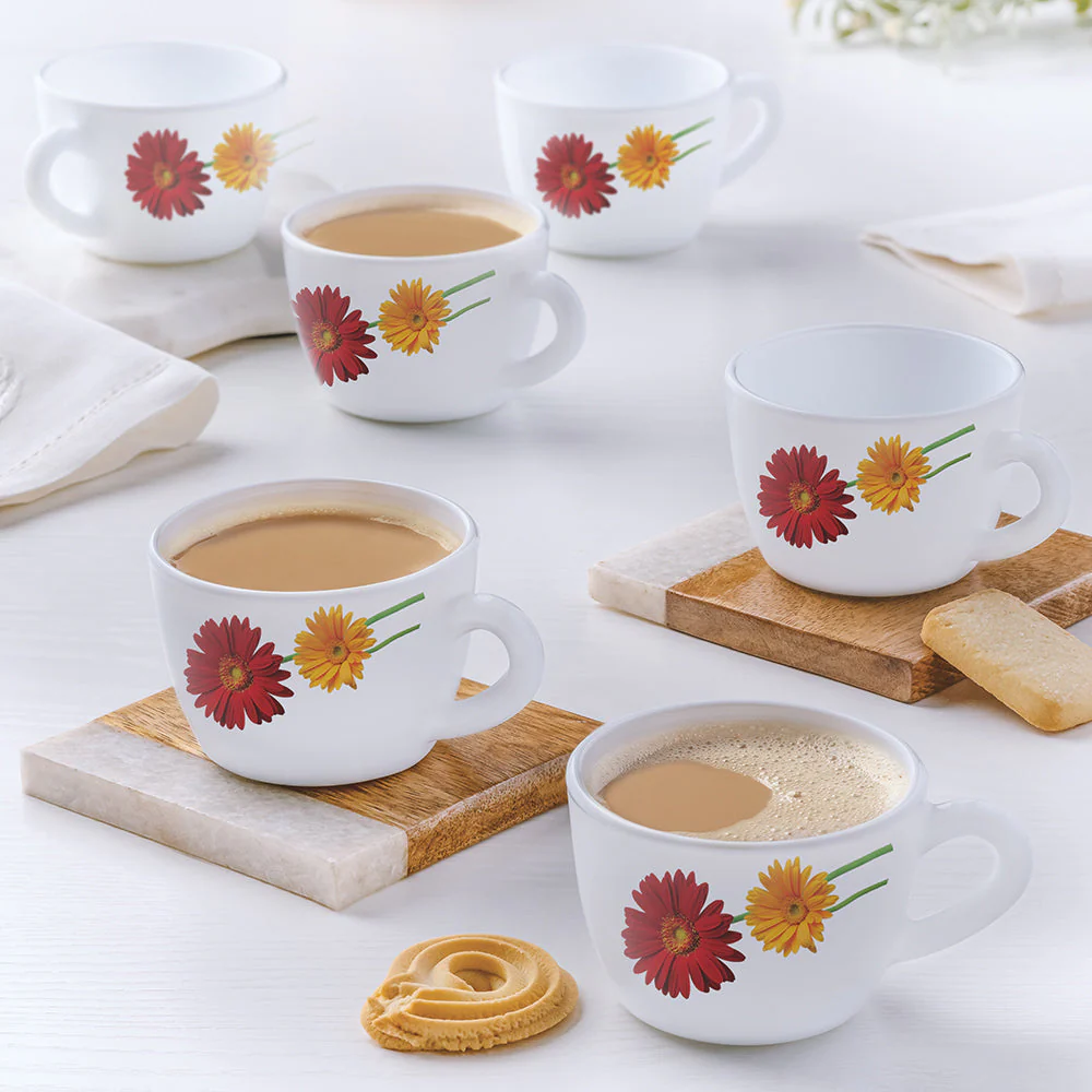 Larah by Borosil Zinnia Cup Set, 140ml x 6
