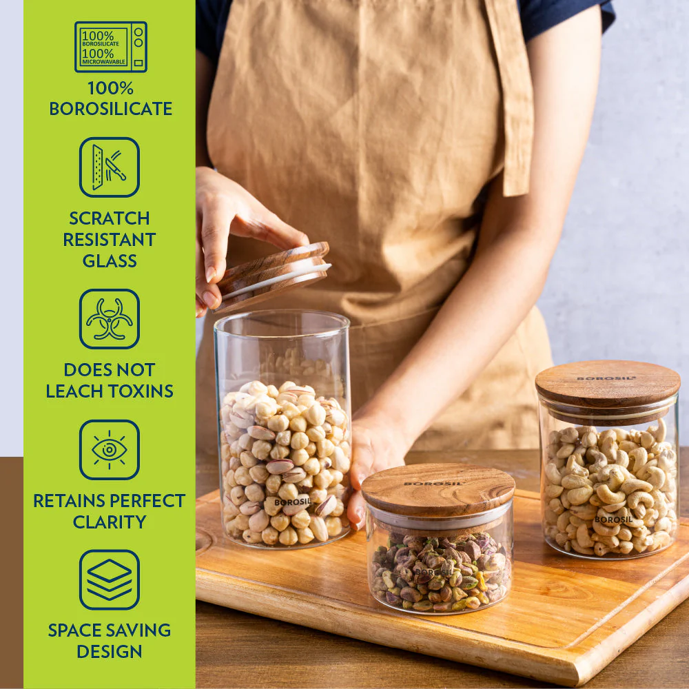 Classic Glass Jar Set with Wooden Lid