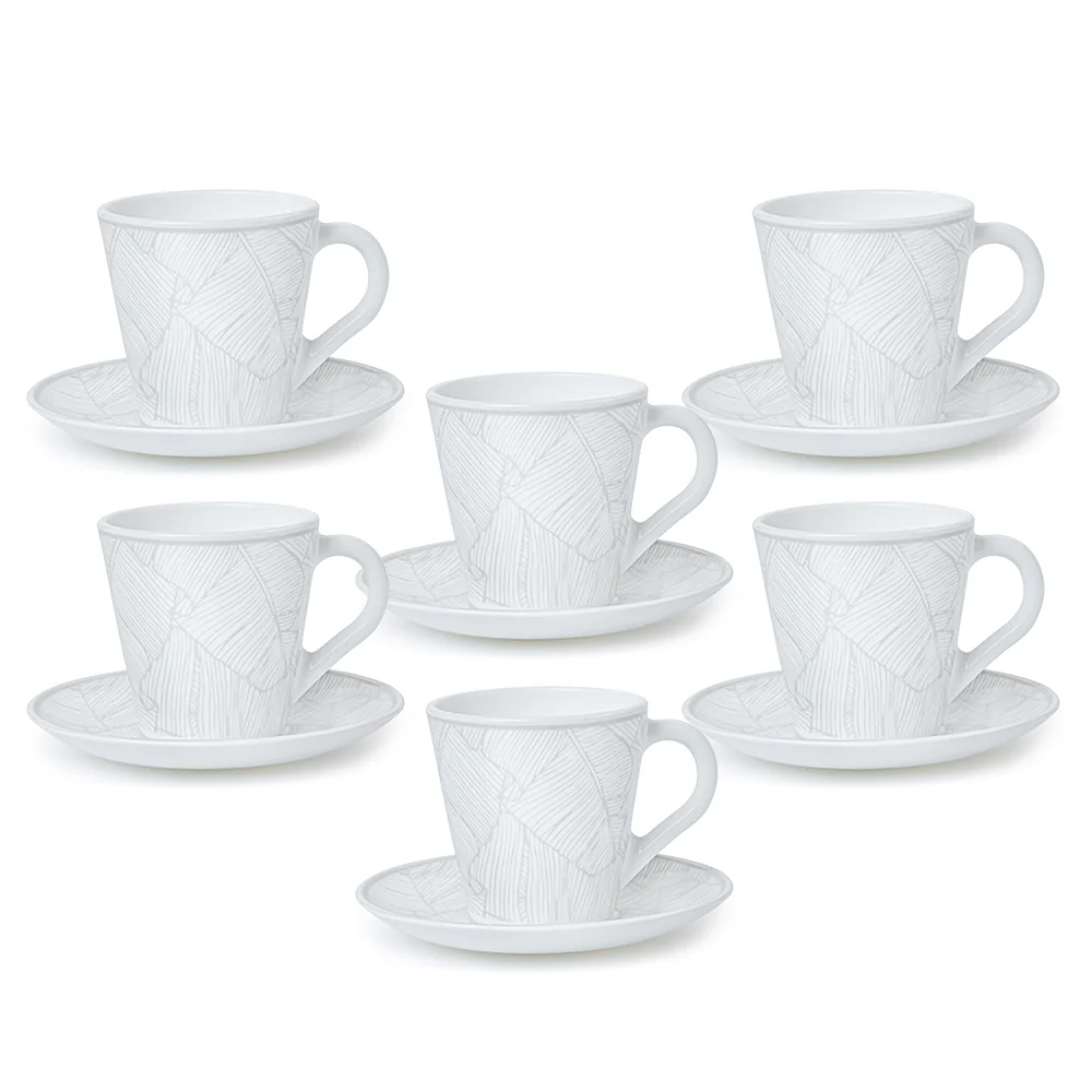 Larah By Borosil Ivy Mug n Saucer Set, 160ml x 12