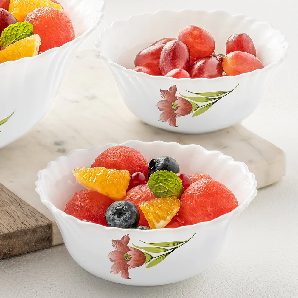 Larah by Borosil Red Iris Pudding Set, 5 pc (Mini)