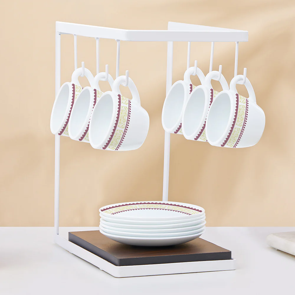 Larah by Borosil Elega Cup n Saucers Set, 90ml x 12