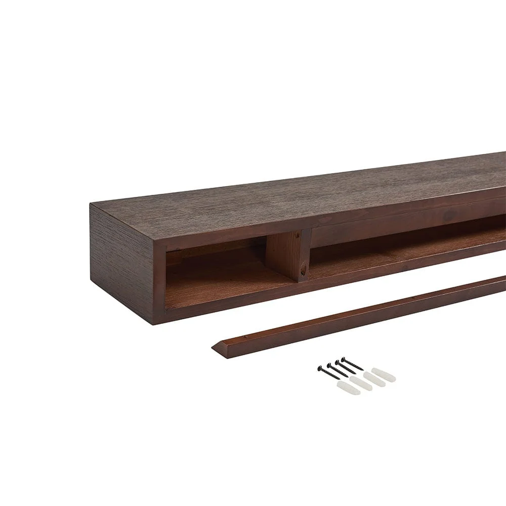 Encase Floating Espresso Electric Fireplace Wood Mantel