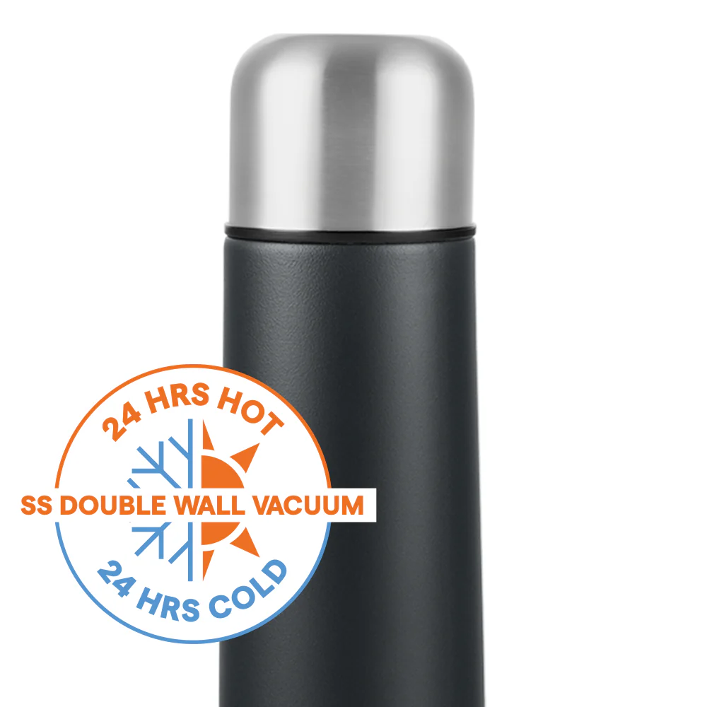 Borosil Thermo Double Wall Insulated Bottle 1L, Matte Black