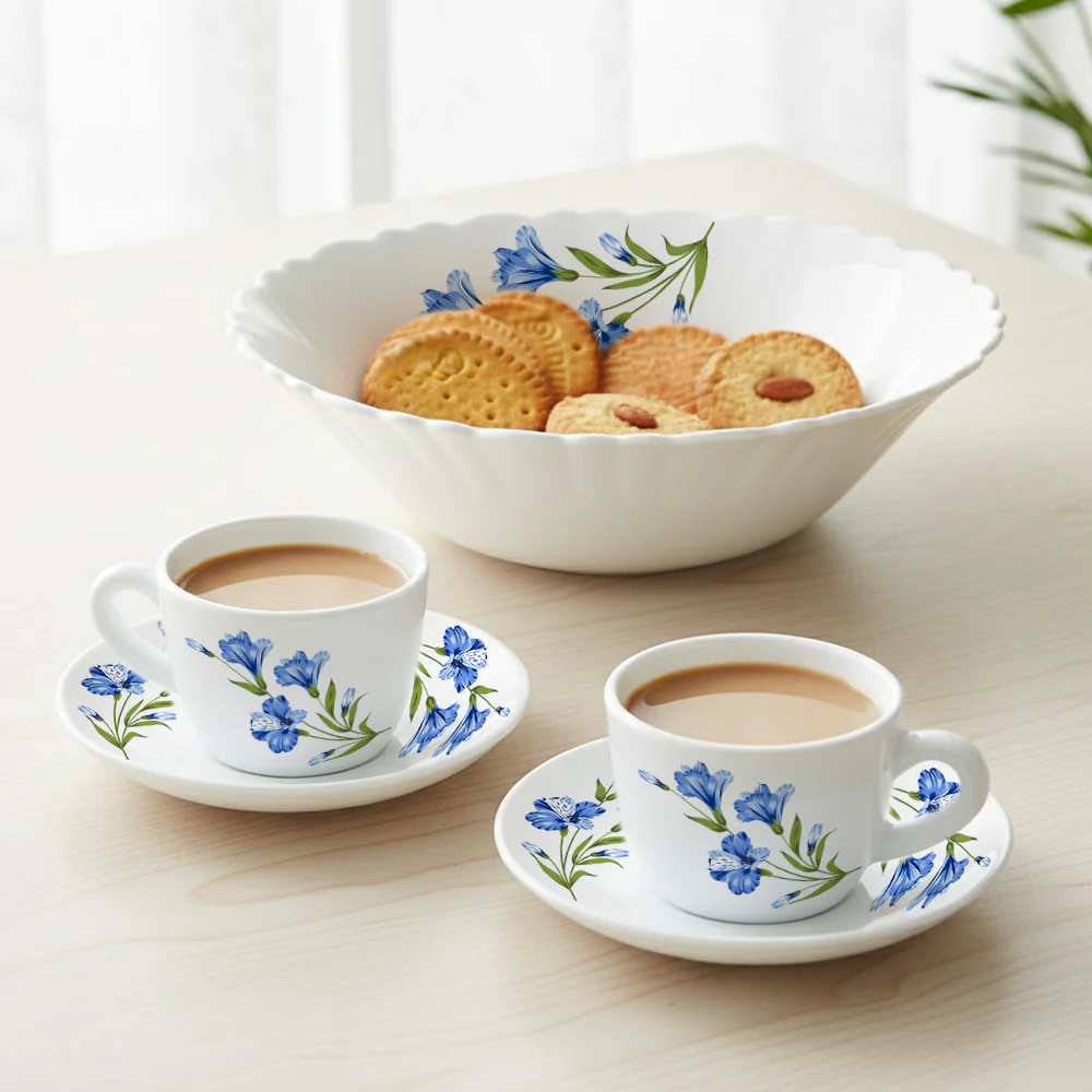 Larah By Borosil Marina Blue Tea Set