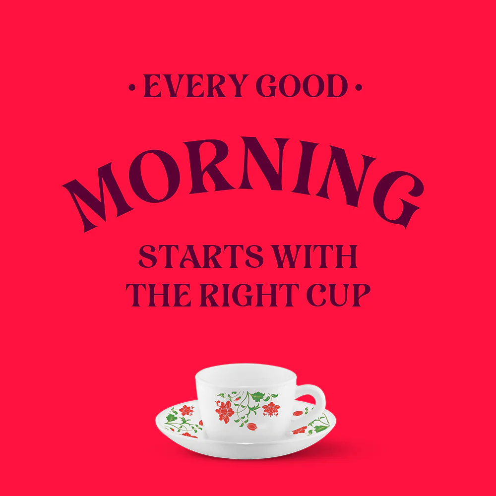 Larah by Borosil Hazel Cup n Saucer Set, 140ml x 12