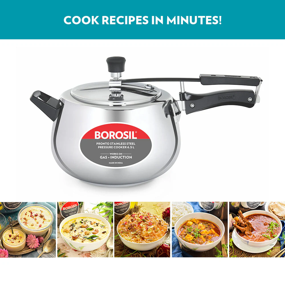Borosil Pronto SS Pressure Cooker, 6.5L