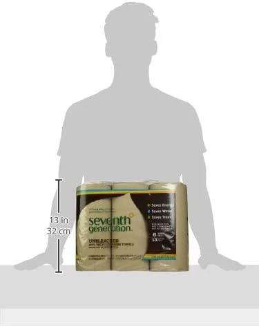 Unbleached Paper Towels, 100% Recycled Paper, 6 Count, Pack of 4