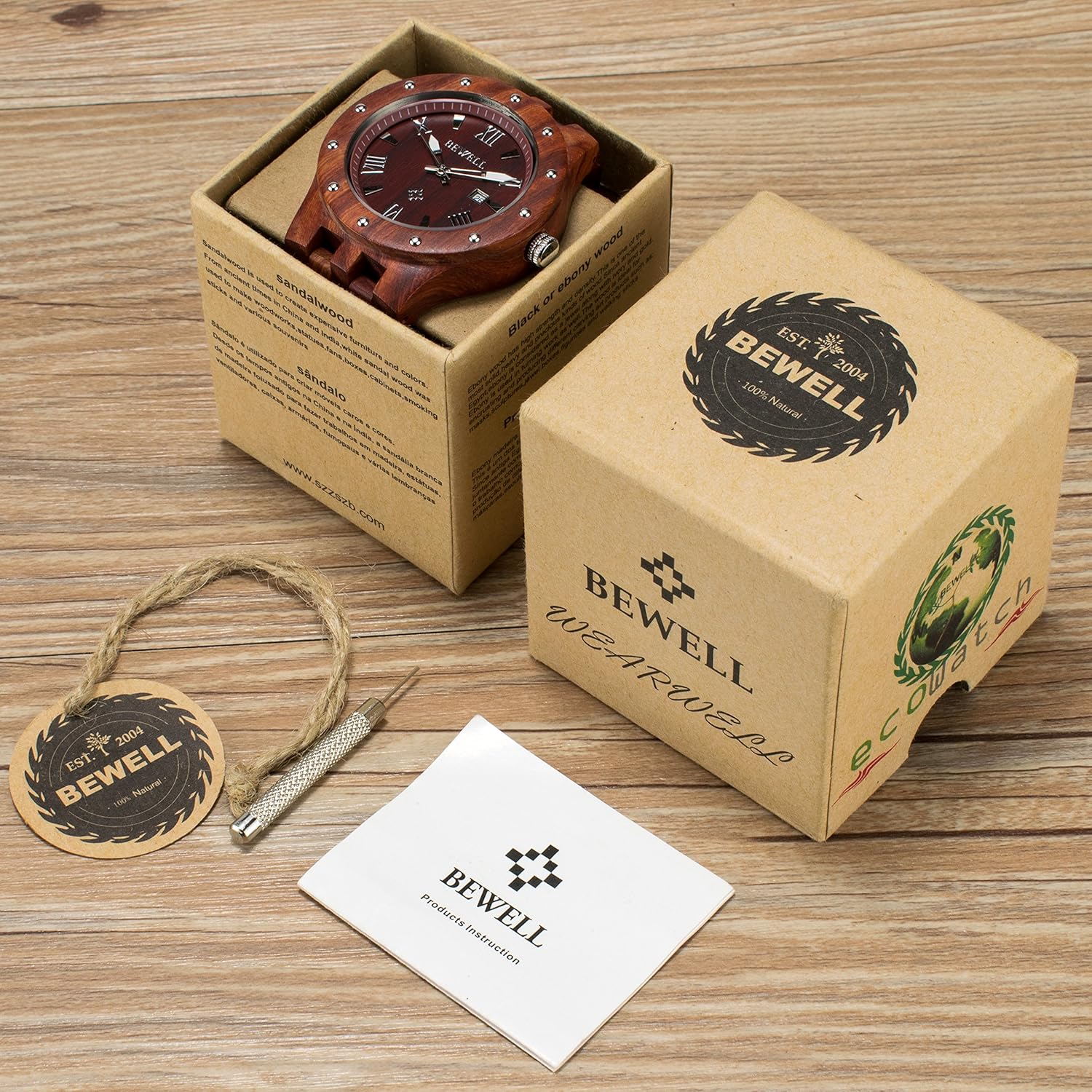 Men's Wooden Watches Handmade Analog Quartz Luminous Wristwatch