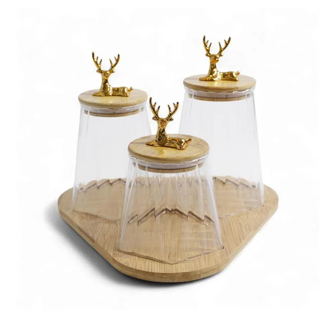 3 Piece Glass Canister Set Clear