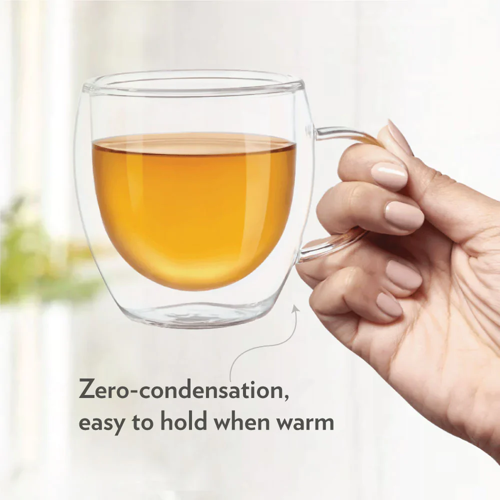 Borosil Java Double Wall Glass Mug, Set of 2, 300ml