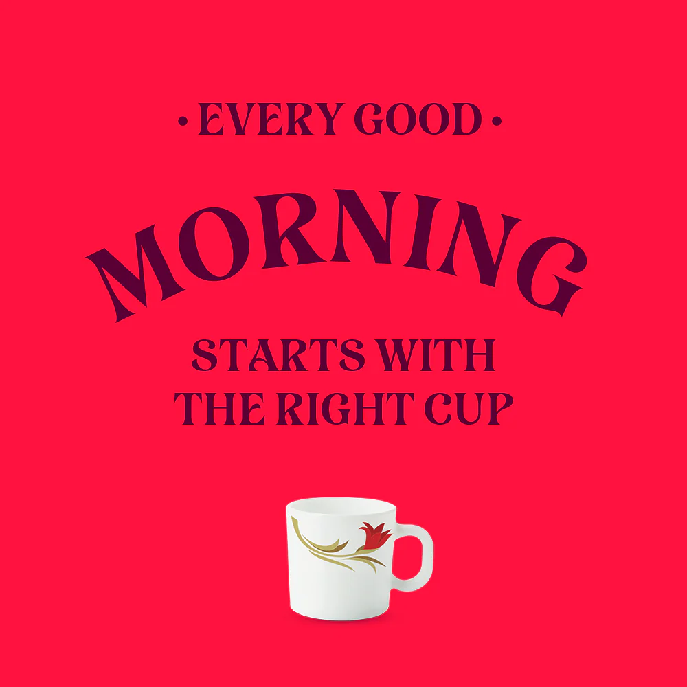 Larah by Borosil Red Lily Mug Set, 100ml x 6