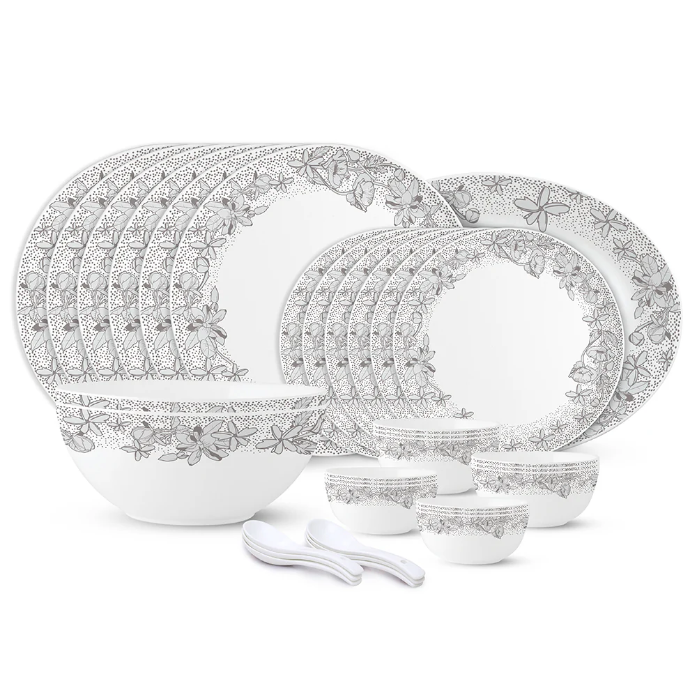 Larah by Borosil, Eden Blue Dinner Set, 33 pc