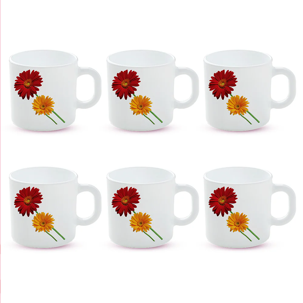 Larah by Borosil Zinnia Mug Set, 100ml x 6