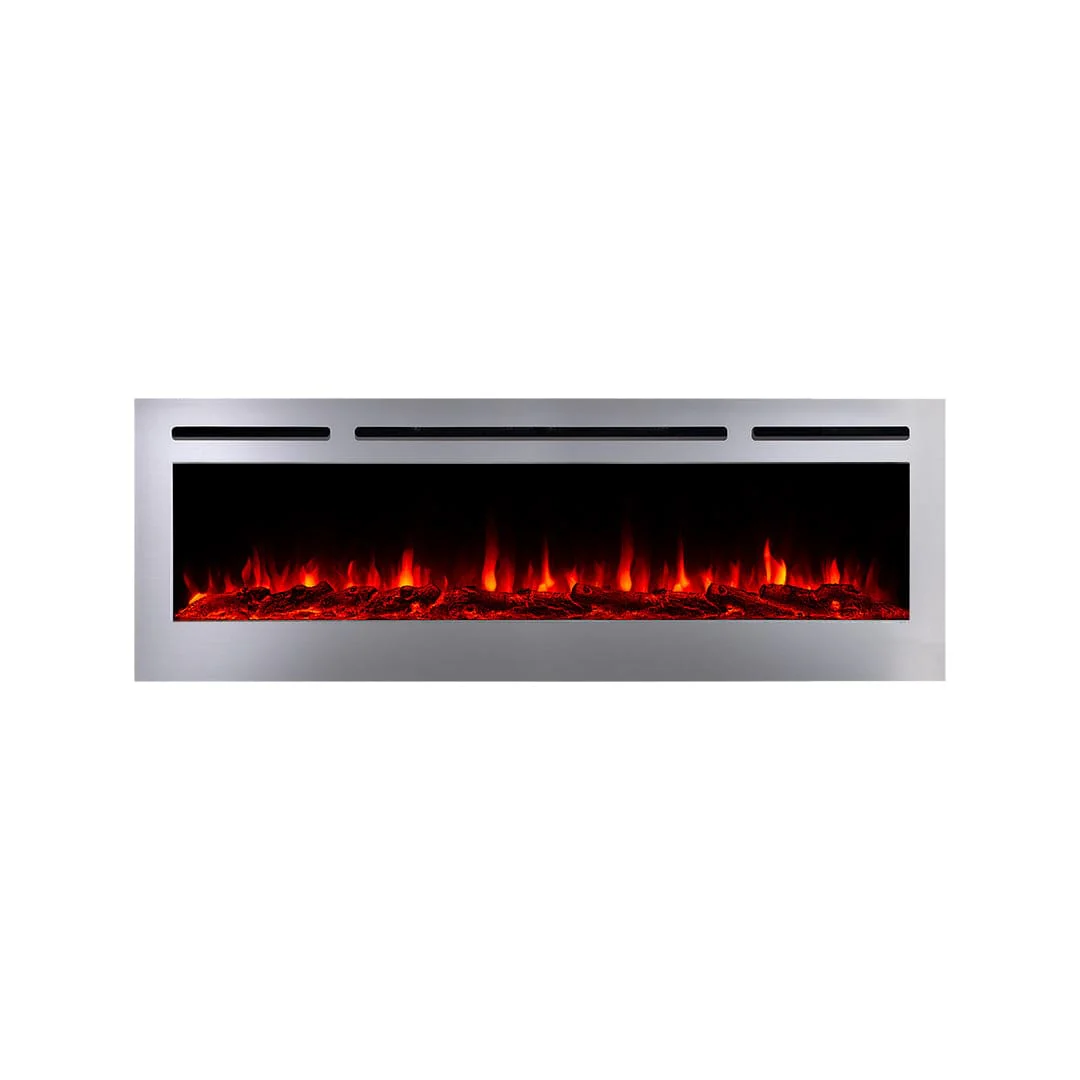 The Sideline Deluxe Stainless Steel 60 Inch Recessed Smart Electric Fireplace 86277