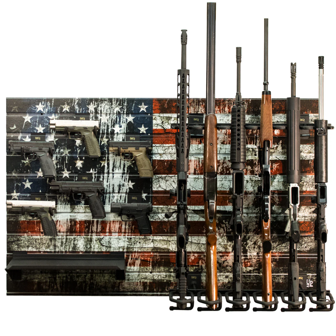 Hold Up Displays American Flag Gun Wall Bundle for 6 Rifles and 6 Pistols HD93-F