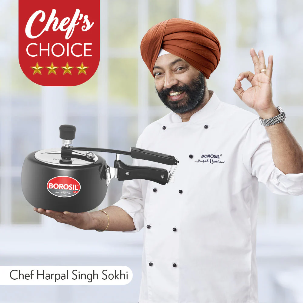 Borosil Pronto Hard Anodised Pressure Cooker, 2L