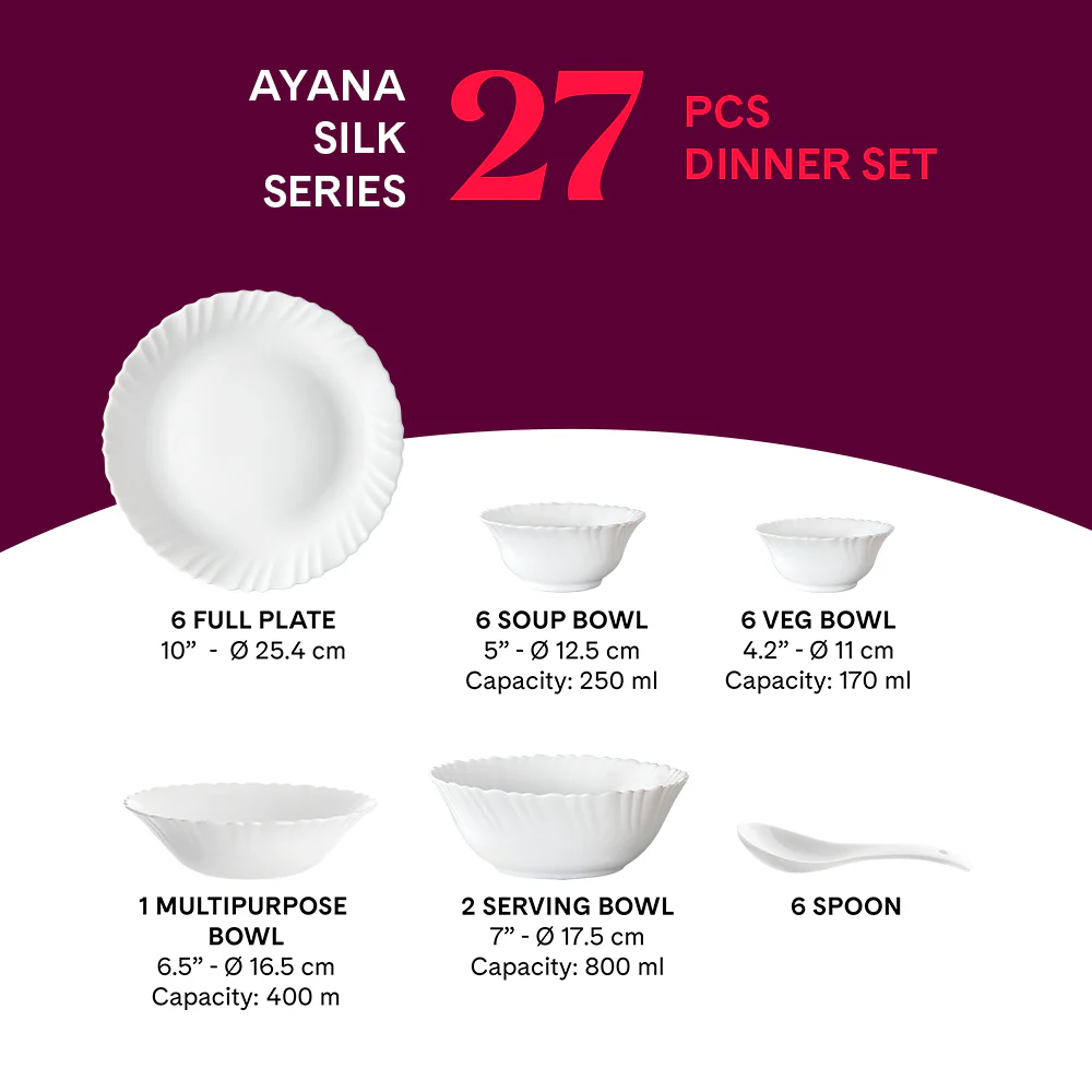 Larah by Borosil Ayana 27 pc Dinner Set