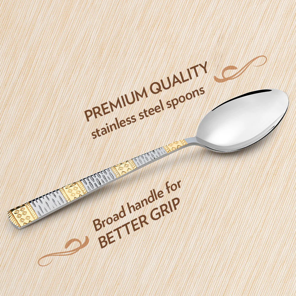 Borosil Gold Dessert Spoon, Set of 6-16.5 cm