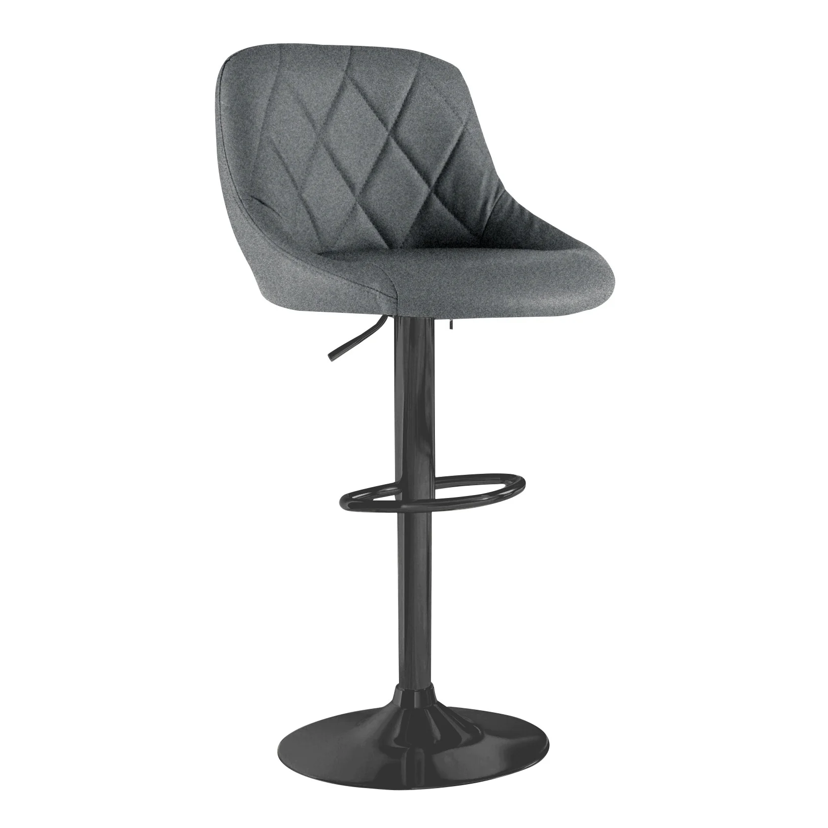 Neo Bar Stool Dark Grey Fabric & Black Steel Base Set of Two