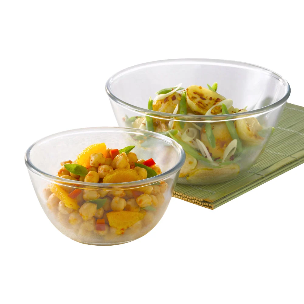 Borosil Mixing & Serving Bowl Set of 2, 1.3Ltr+2.5Ltr