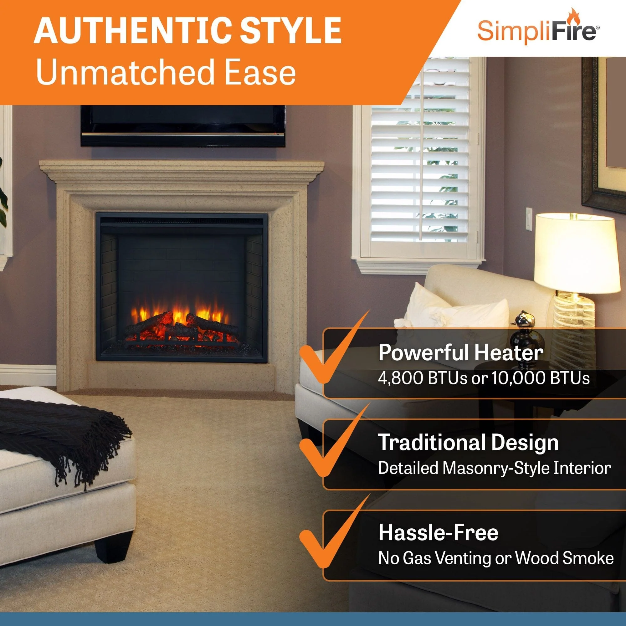 SimpliFire 30-In Built-In Electric Fireplace
